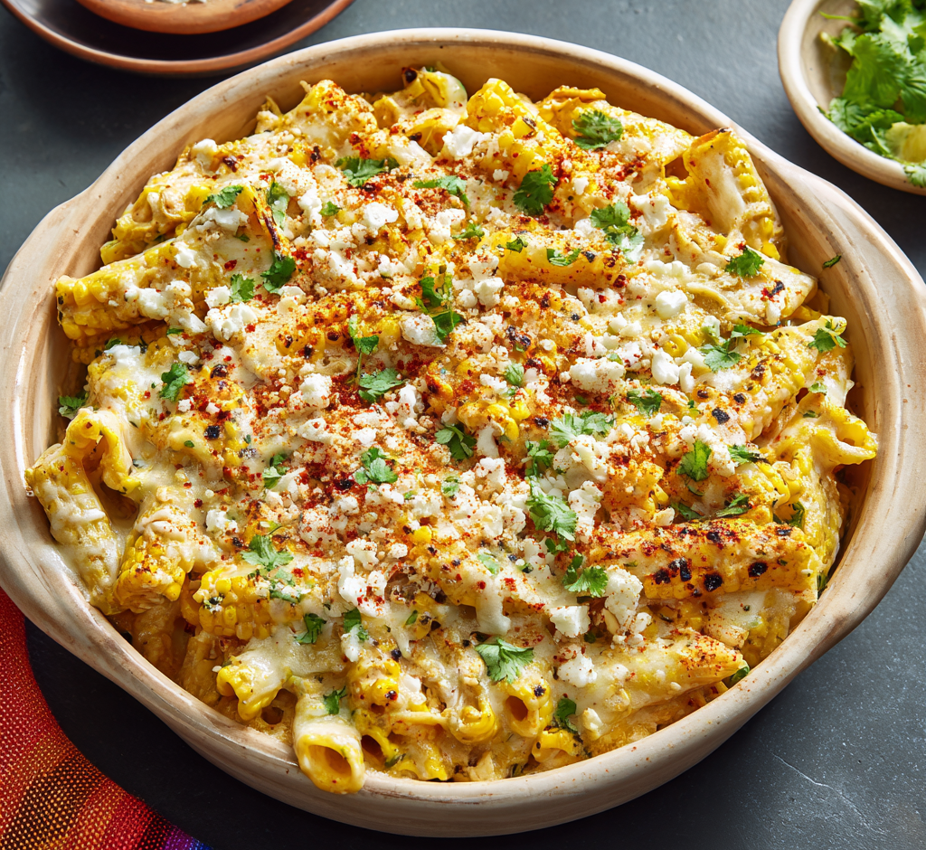 Cheesy Chicken Elote Pasta Bake