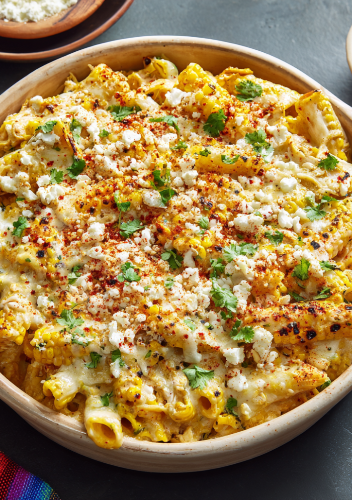 Cheesy Chicken Elote Pasta Bake