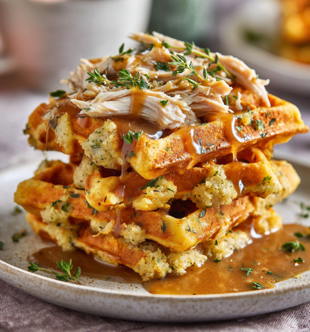 Savory Chicken & Stuffing Waffles