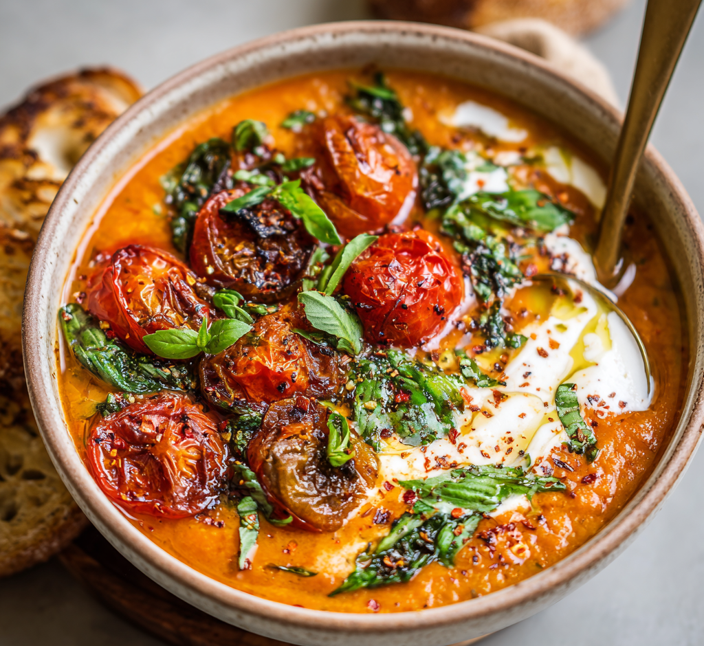 Roasted Tomato, Garlic & Basil Soup