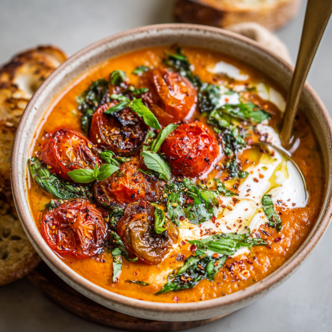 Roasted Tomato, Garlic & Basil Soup