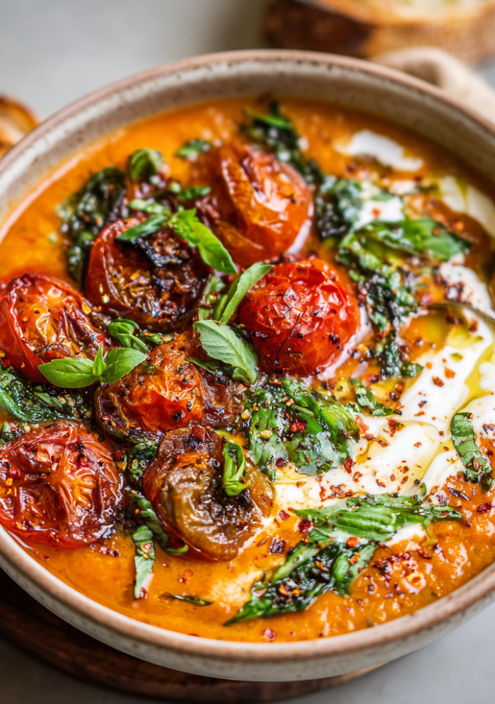 Roasted Tomato, Garlic & Basil Soup