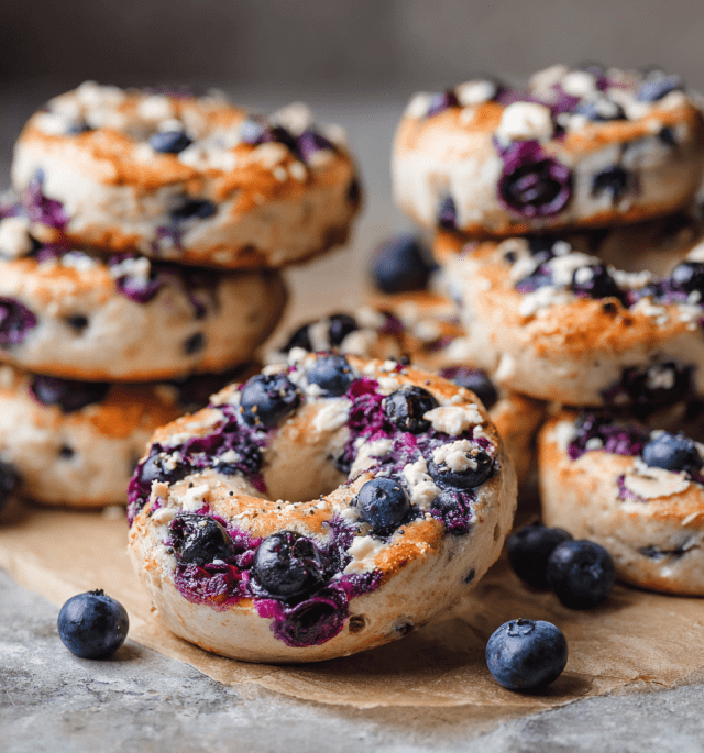 High-Protein Blueberry Bagels