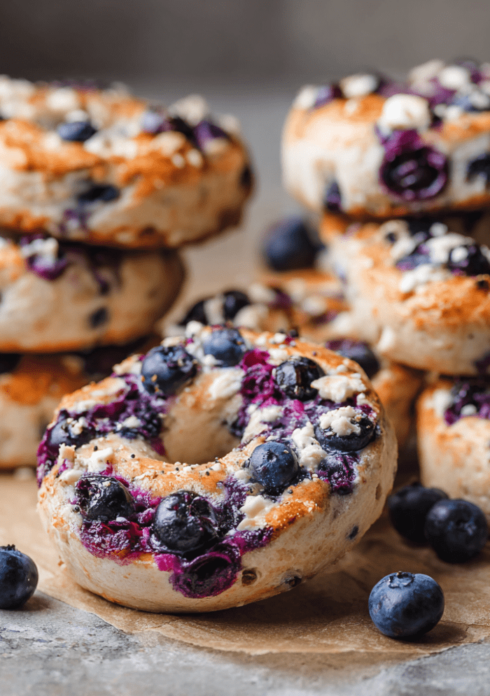 High-Protein Blueberry Bagels
