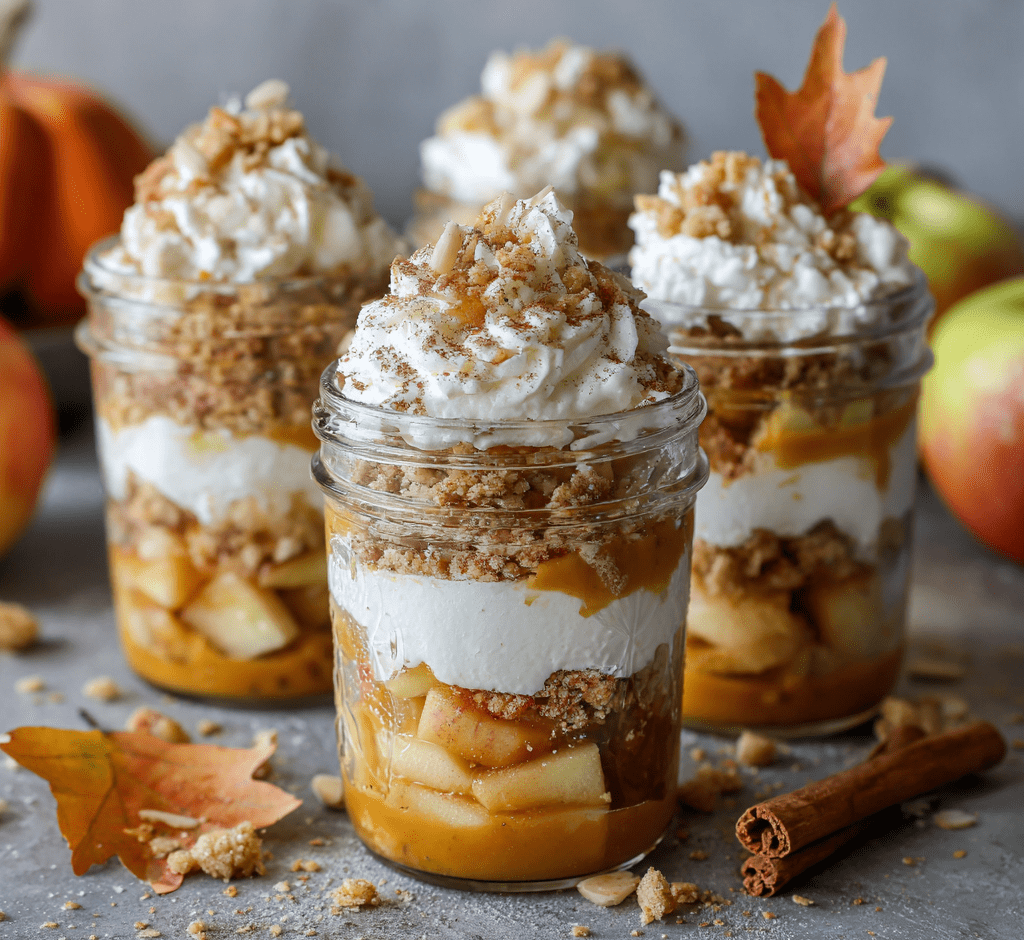 Layered Pumpkin Apple Trifle in Mason Jars