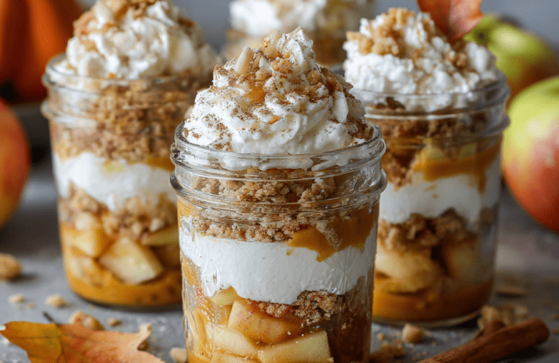 Layered Pumpkin Apple Trifle in Mason Jars