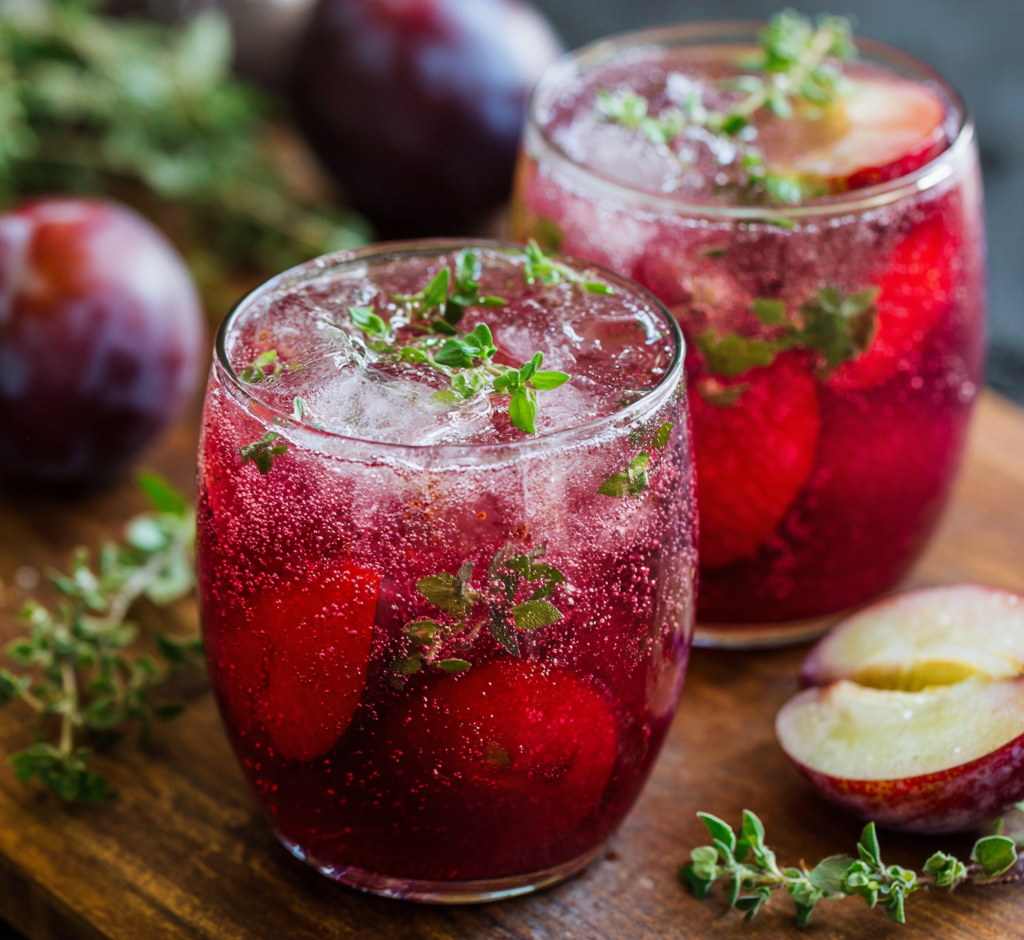 Spiced Plum & Oregano Sparkling Shrub