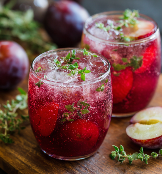 Spiced Plum & Oregano Sparkling Shrub
