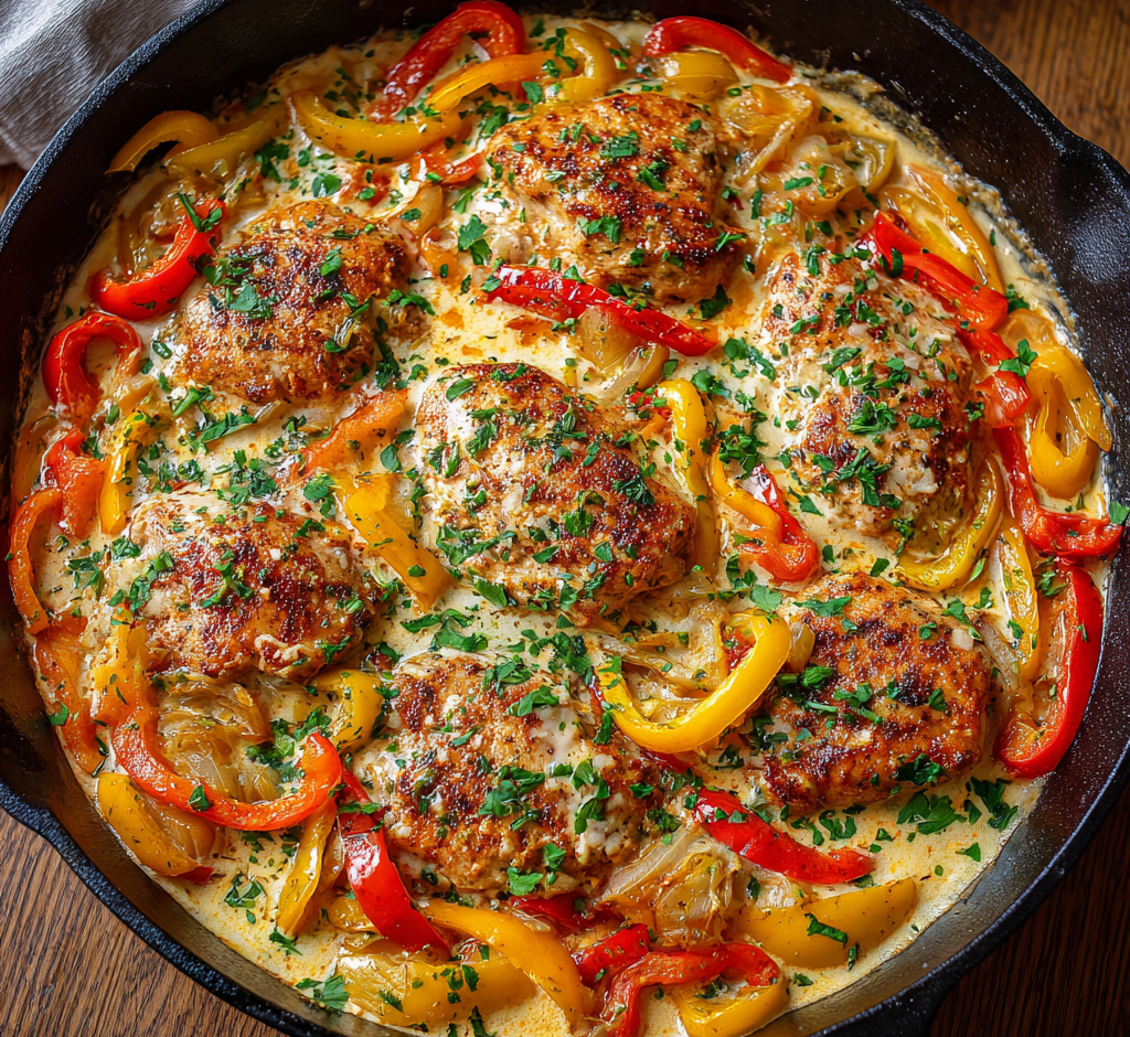 Creamy Garlic Chicken & Sweet Pepper Skillet