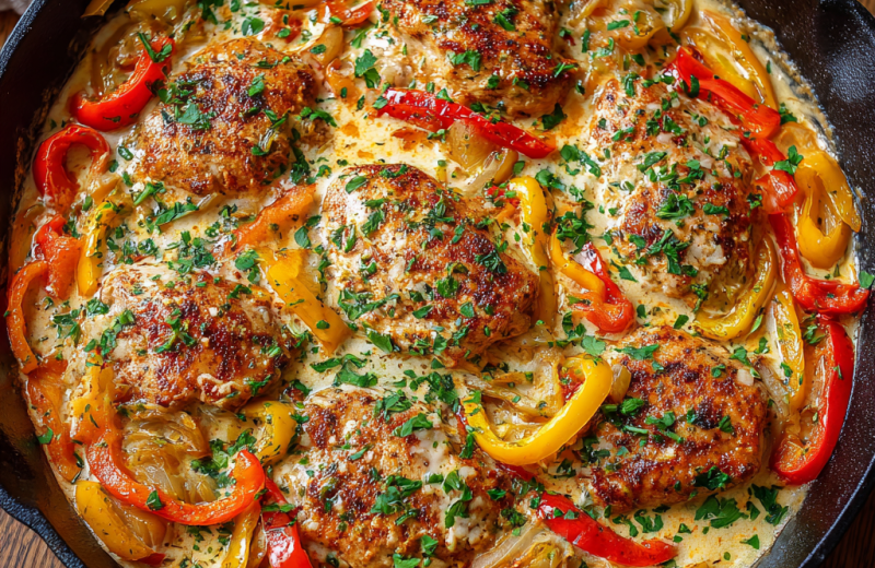 Creamy Garlic Chicken & Sweet Pepper Skillet