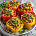 Stuffed Bell Peppers with Brown Rice & Veggie Medley