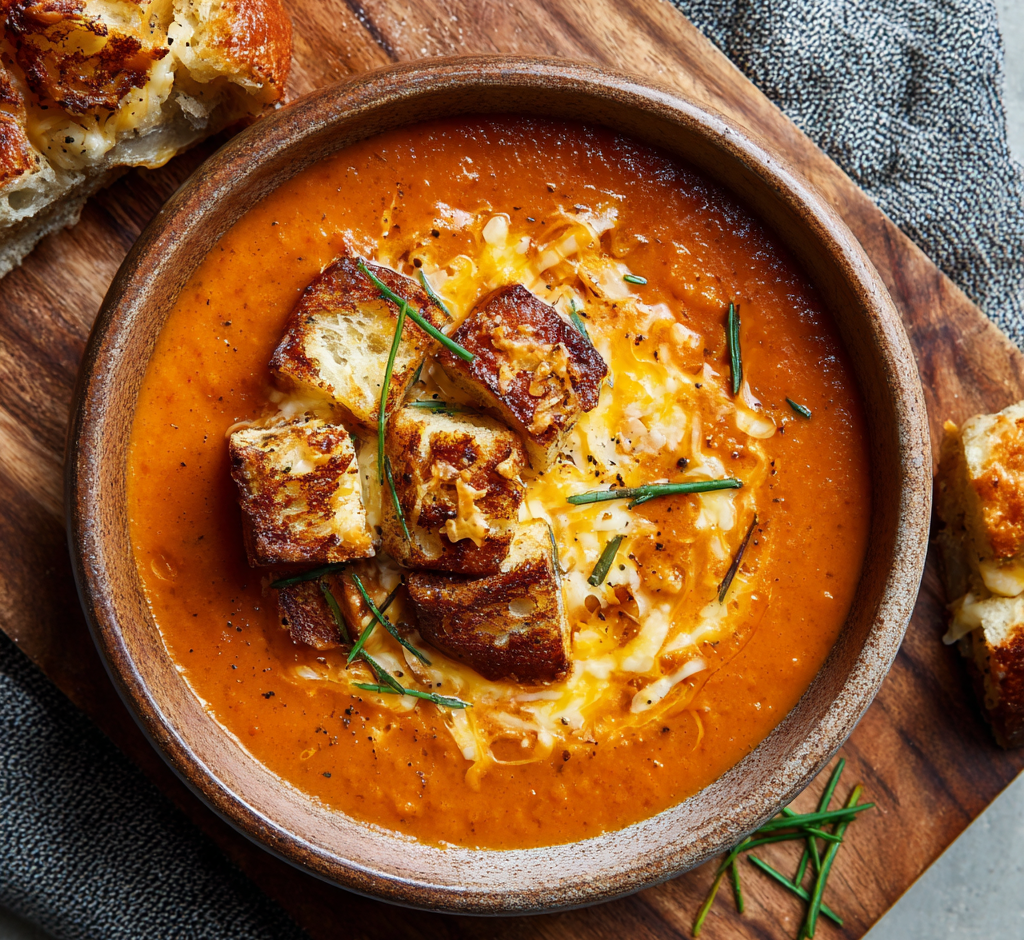 Chipotle Tomato Soup with Smoked Cheddar