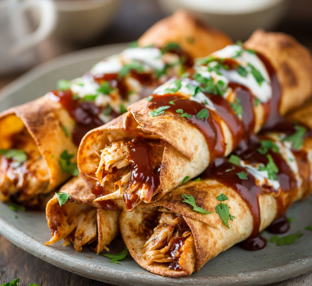 Honey BBQ Slow Cooker Chicken Taquitos