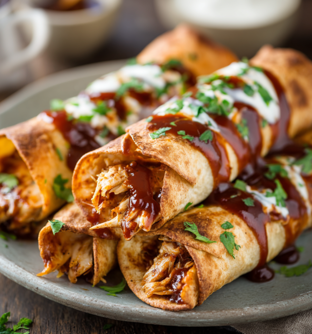 Honey BBQ Slow Cooker Chicken Taquitos