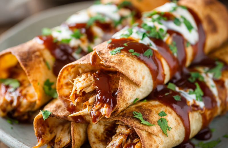 Honey BBQ Slow Cooker Chicken Taquitos