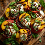 Grilled Peach & Burrata Checkerboard Caprese