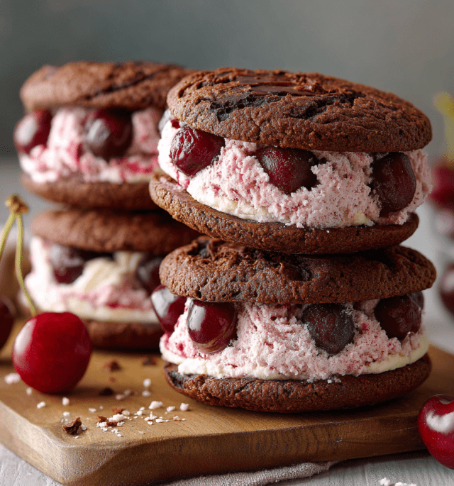 Chocolate Cherry Ice Cream Sandwiches