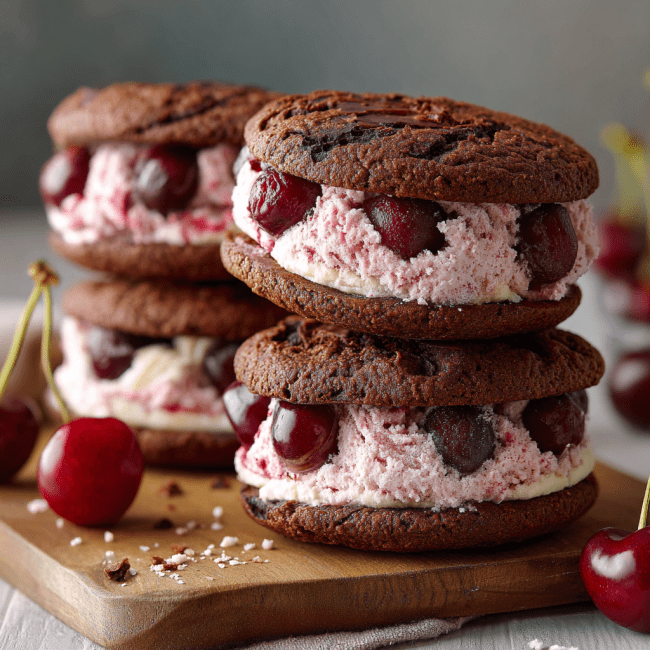 Chocolate Cherry Ice Cream Sandwiches