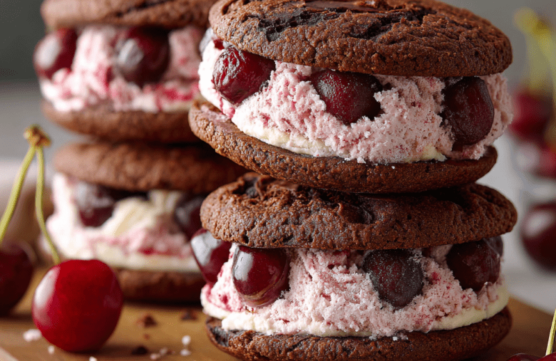 Chocolate Cherry Ice Cream Sandwiches