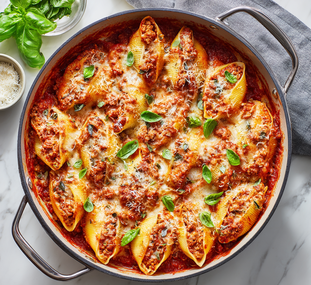 Turkey Bolognese Stuffed Shells