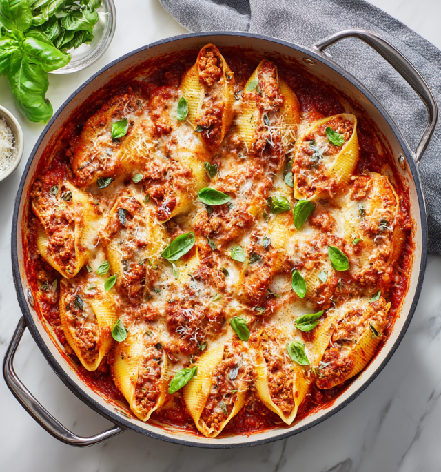 Turkey Bolognese Stuffed Shells