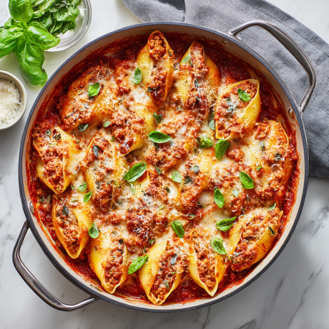 Turkey Bolognese Stuffed Shells