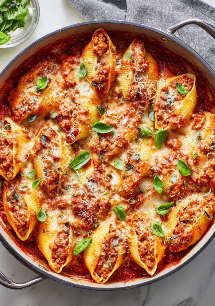 Turkey Bolognese Stuffed Shells
