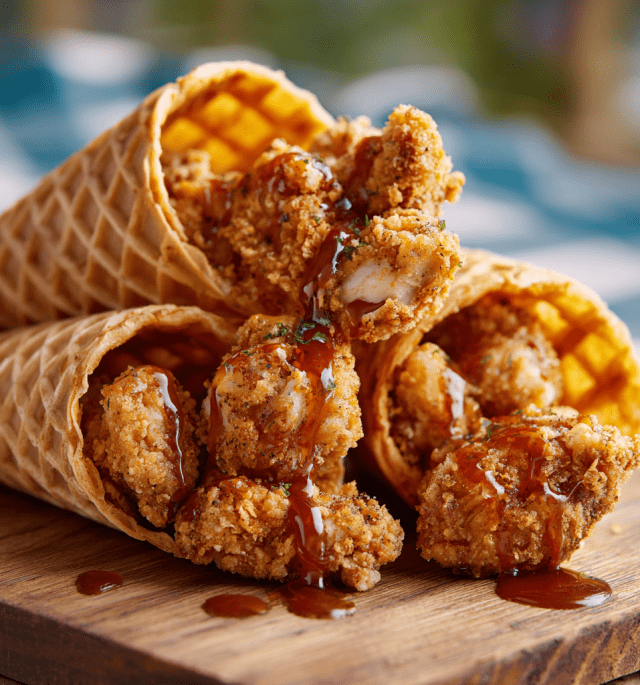 Crispy Chicken & Waffle Cones