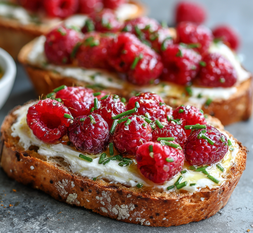 Raspberries & Chive Butter Toasts