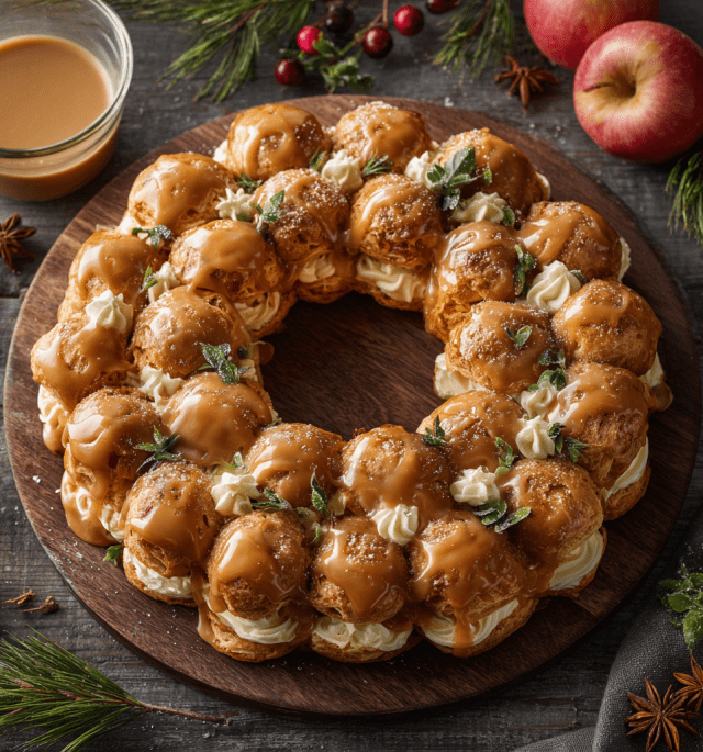 Caramel Apple Cider Éclair Wreath