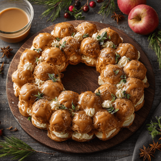 Caramel Apple Cider Éclair Wreath