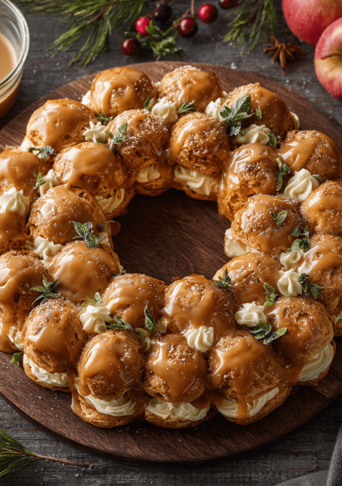 Caramel Apple Cider Éclair Wreath