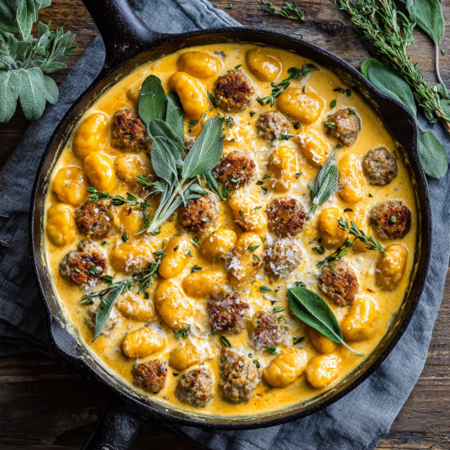 Creamy Butternut Squash Gnocchi with Sausage