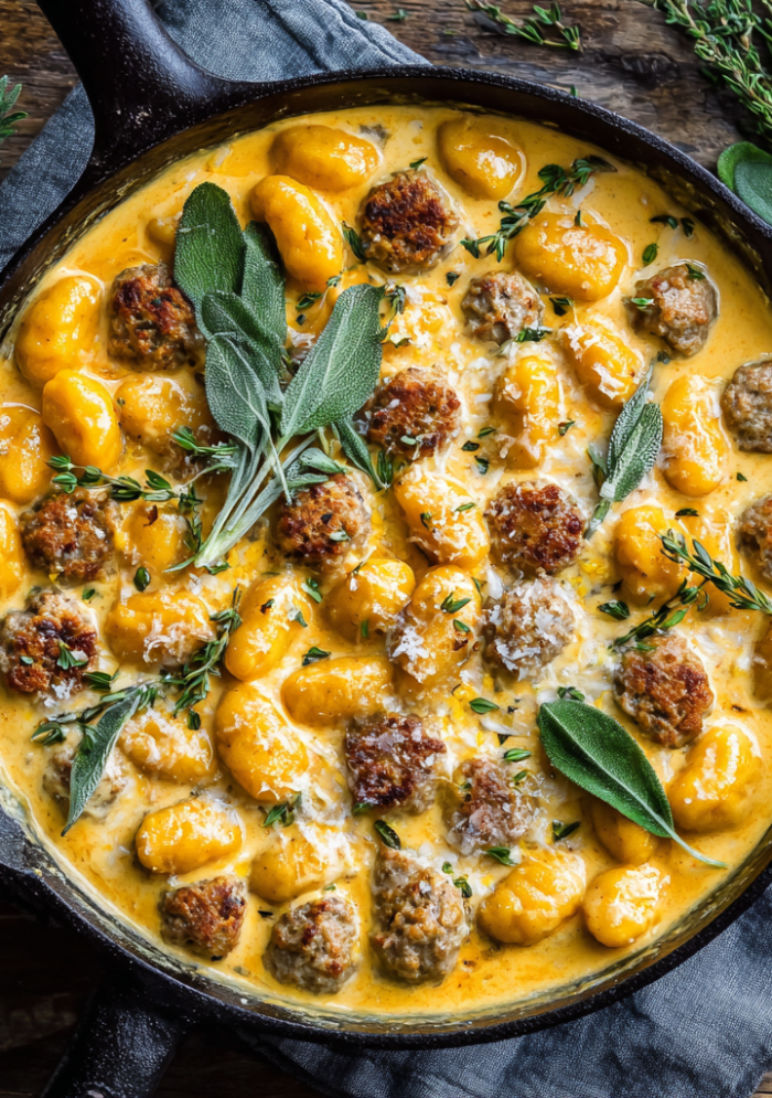 Creamy Butternut Squash Gnocchi with Sausage