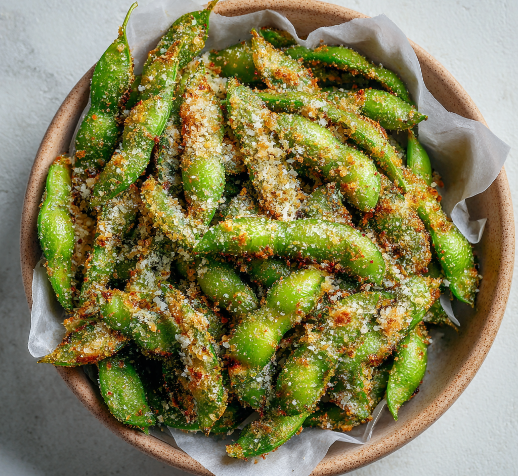 Crispy Parmesan Garlic Edamame Recipe