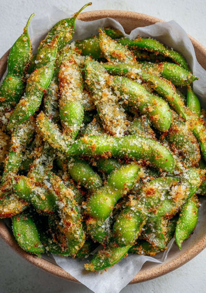 Crispy Parmesan Garlic Edamame Recipe