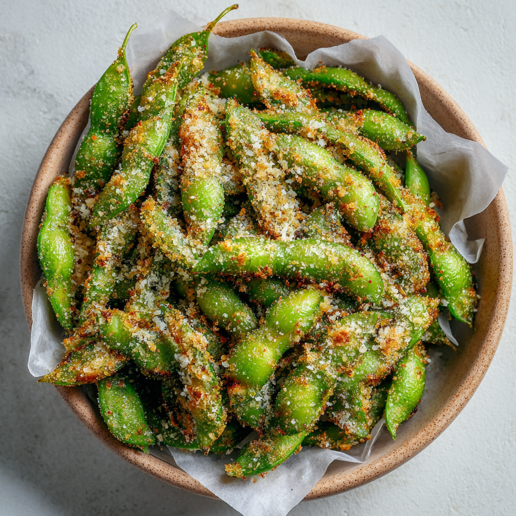 Crispy Parmesan Garlic Edamame Recipe