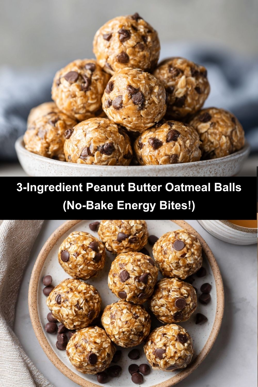 3-Ingredient Peanut Butter Oatmeal Balls