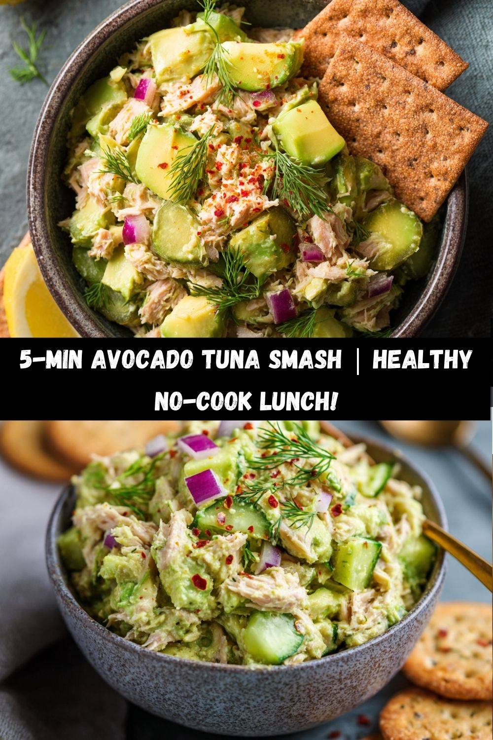 5-Min Avocado Tuna Smash with Crackers