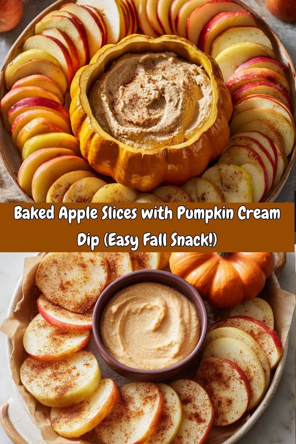 Baked Apple Slices with Pumpkin Cream Dip