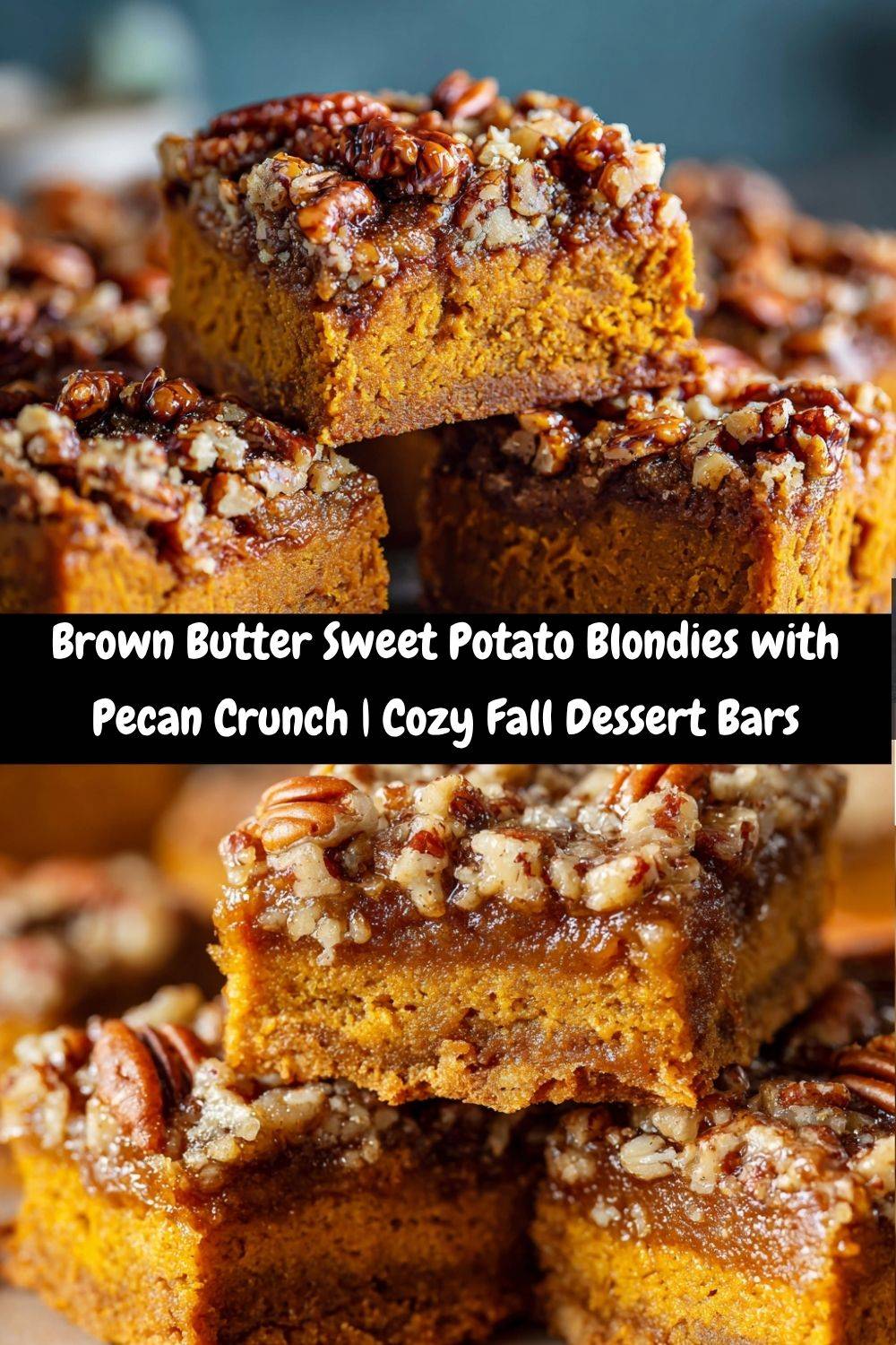 Brown Butter Sweet Potato Blondies with Pecan Crunch