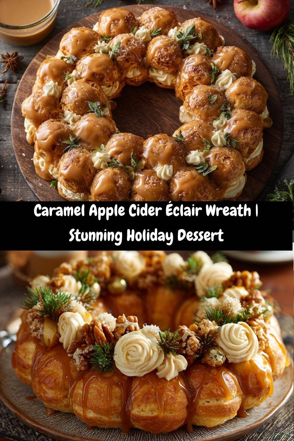 Caramel Apple Cider Éclair Wreath