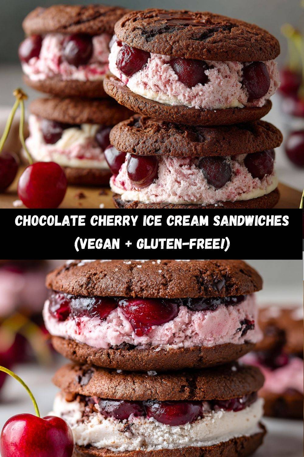 Chocolate Cherry Ice Cream Sandwiches