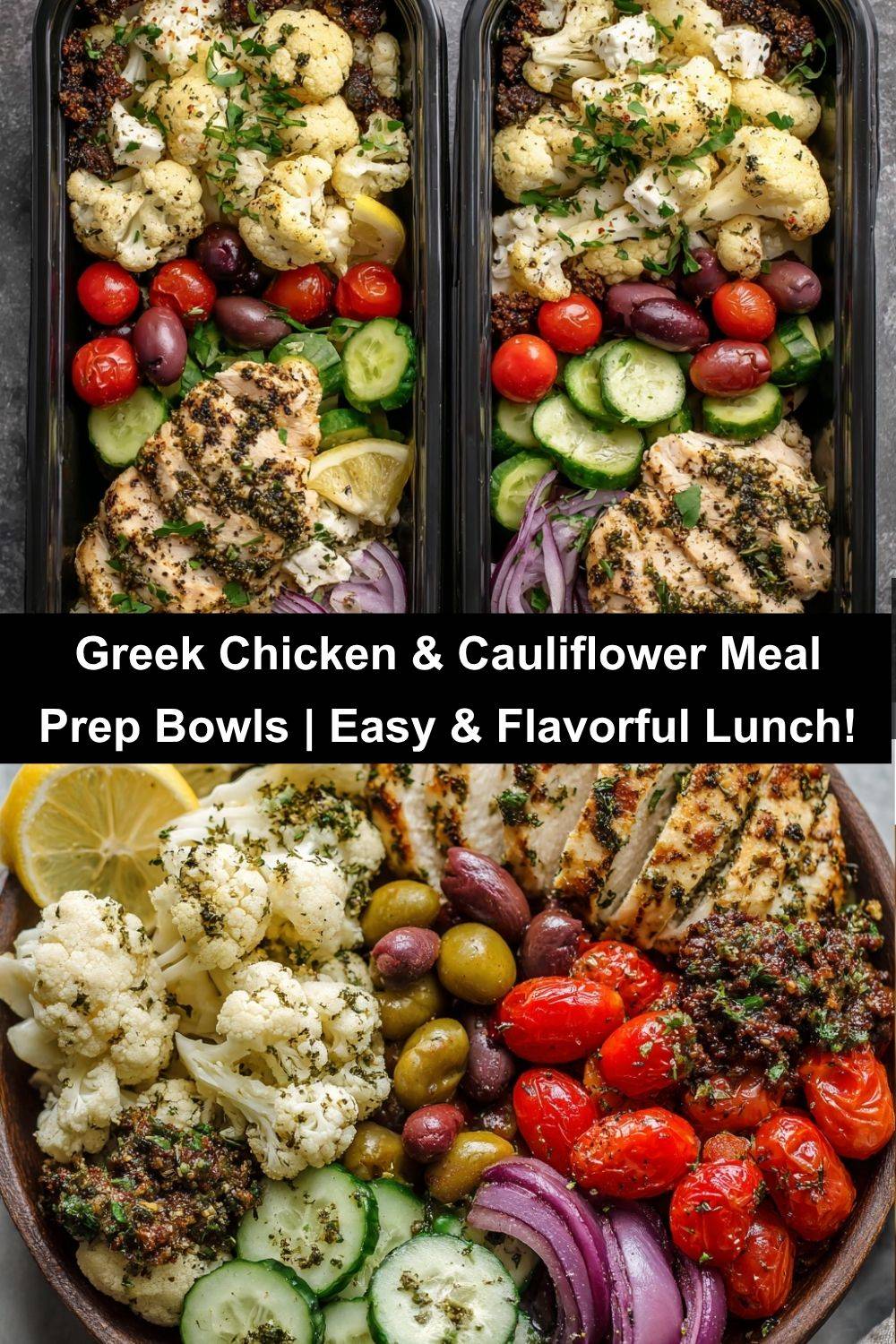 Greek Chicken & Roasted Cauliflower Meal Prep Bowls