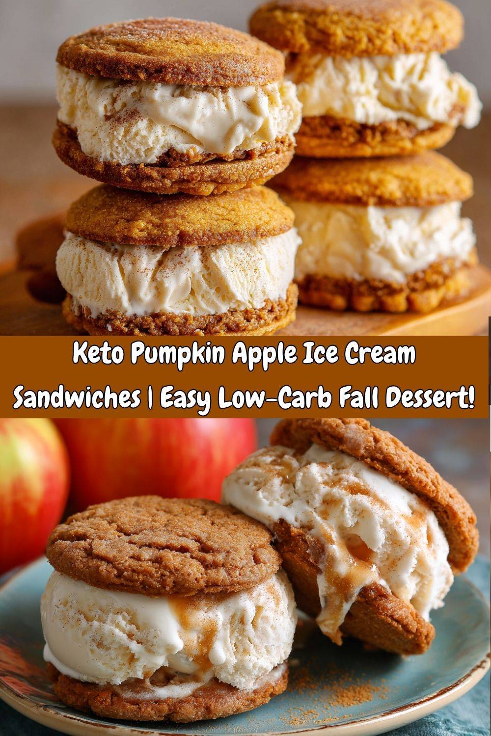 Pumpkin Cinnamon Apple Ice Cream Sandwiches
