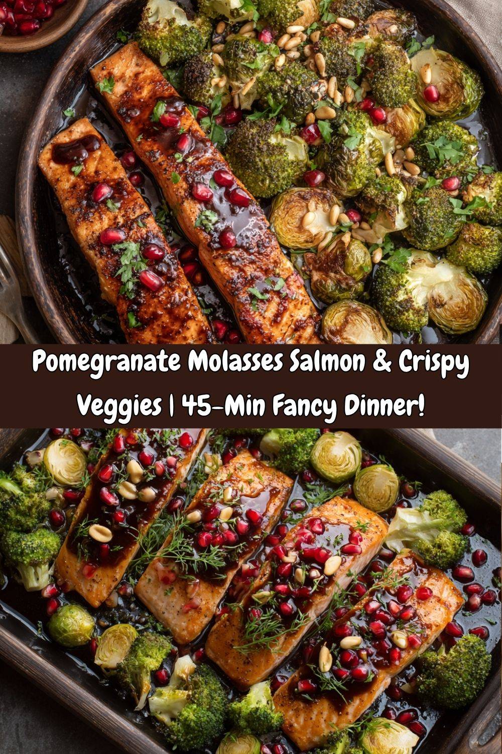Pomegranate Molasses Salmon with Roasted Broccoli & Brussels