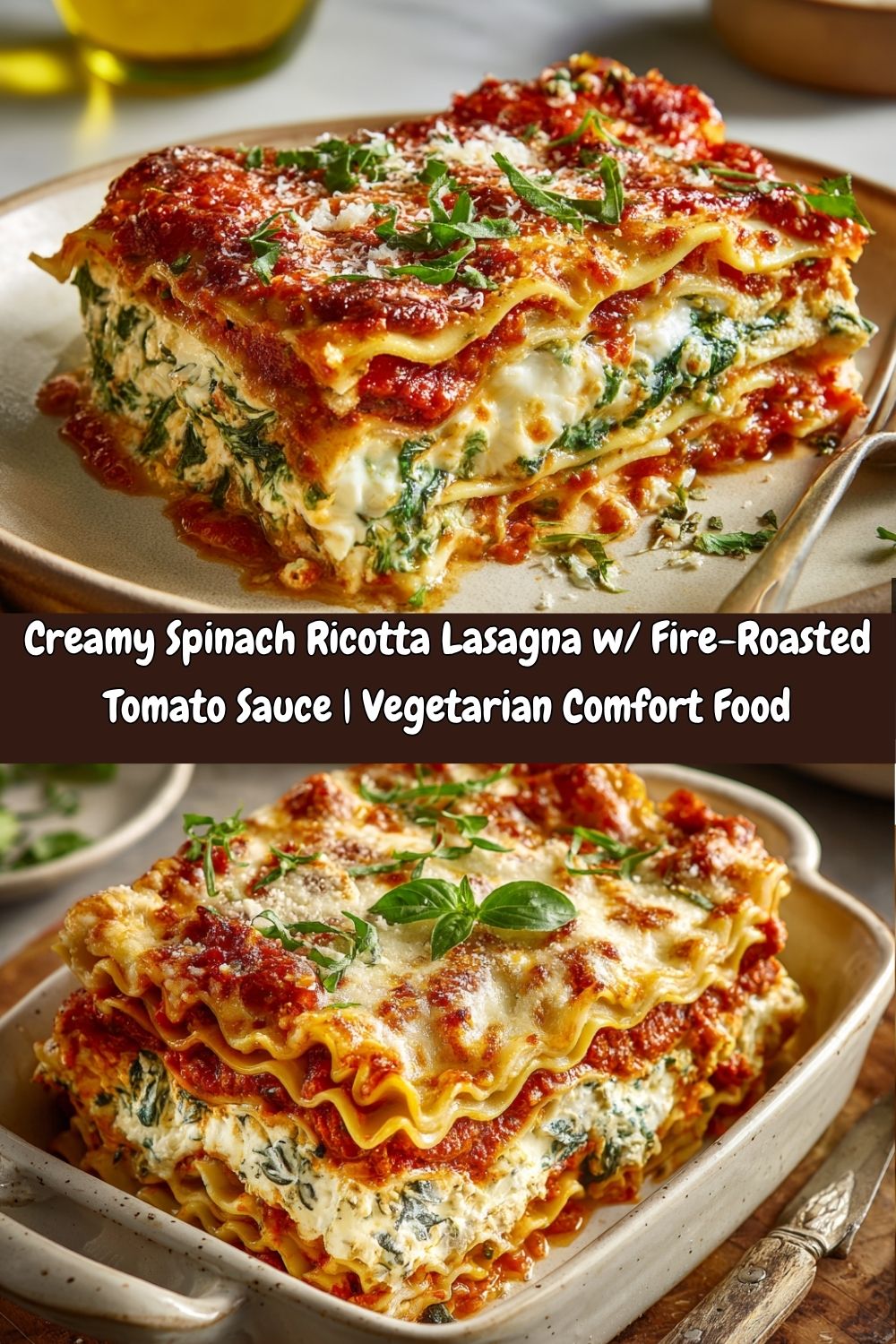 Spinach & Ricotta Lasagna with Fire-Roasted Tomato Sauce