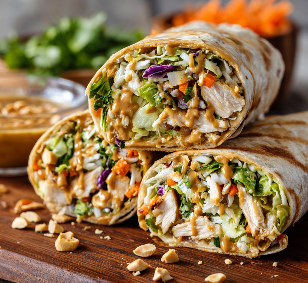 Thai Peanut Chicken Wraps