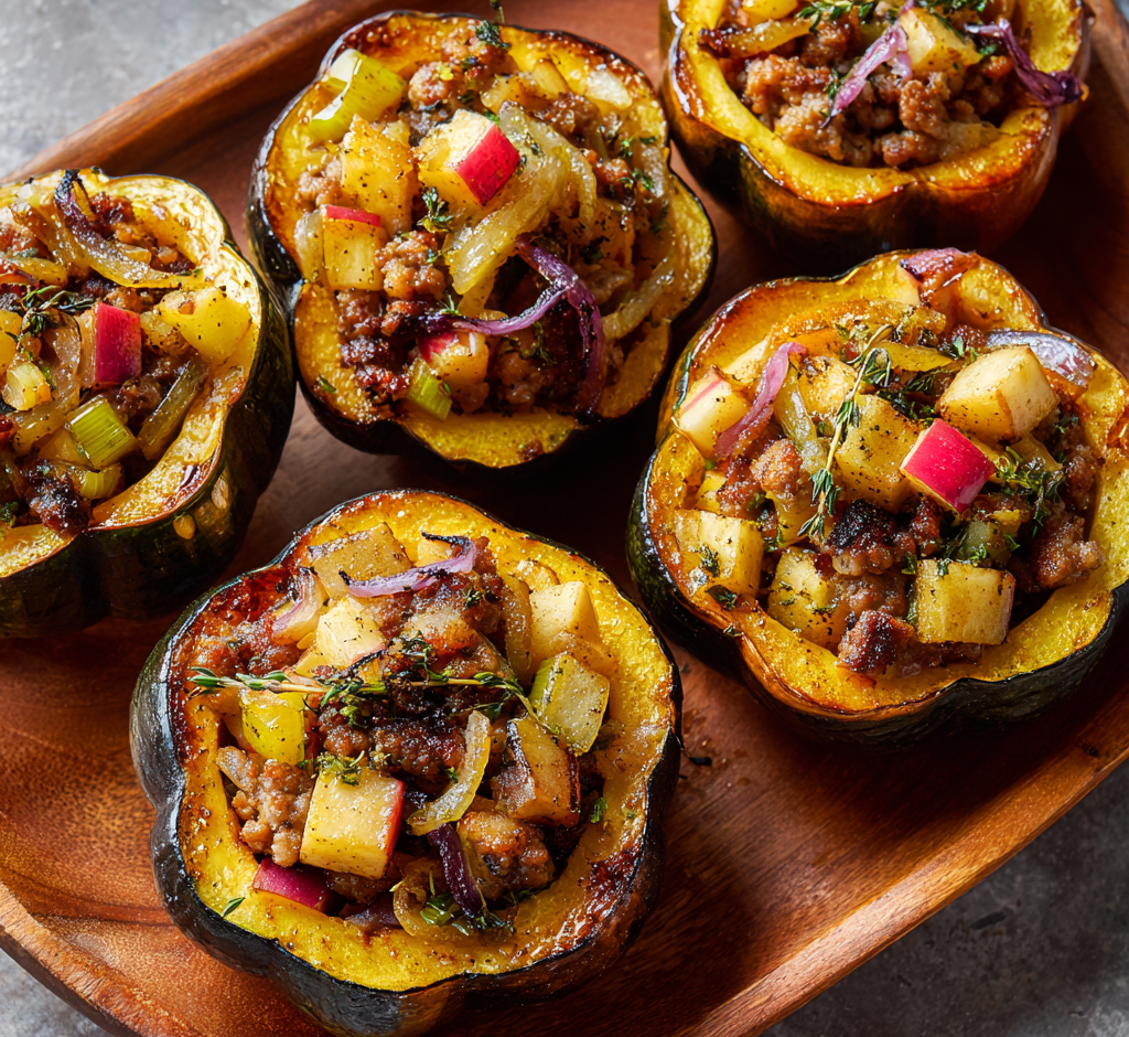 Sausage & Apple Stuffed Acorn Squash