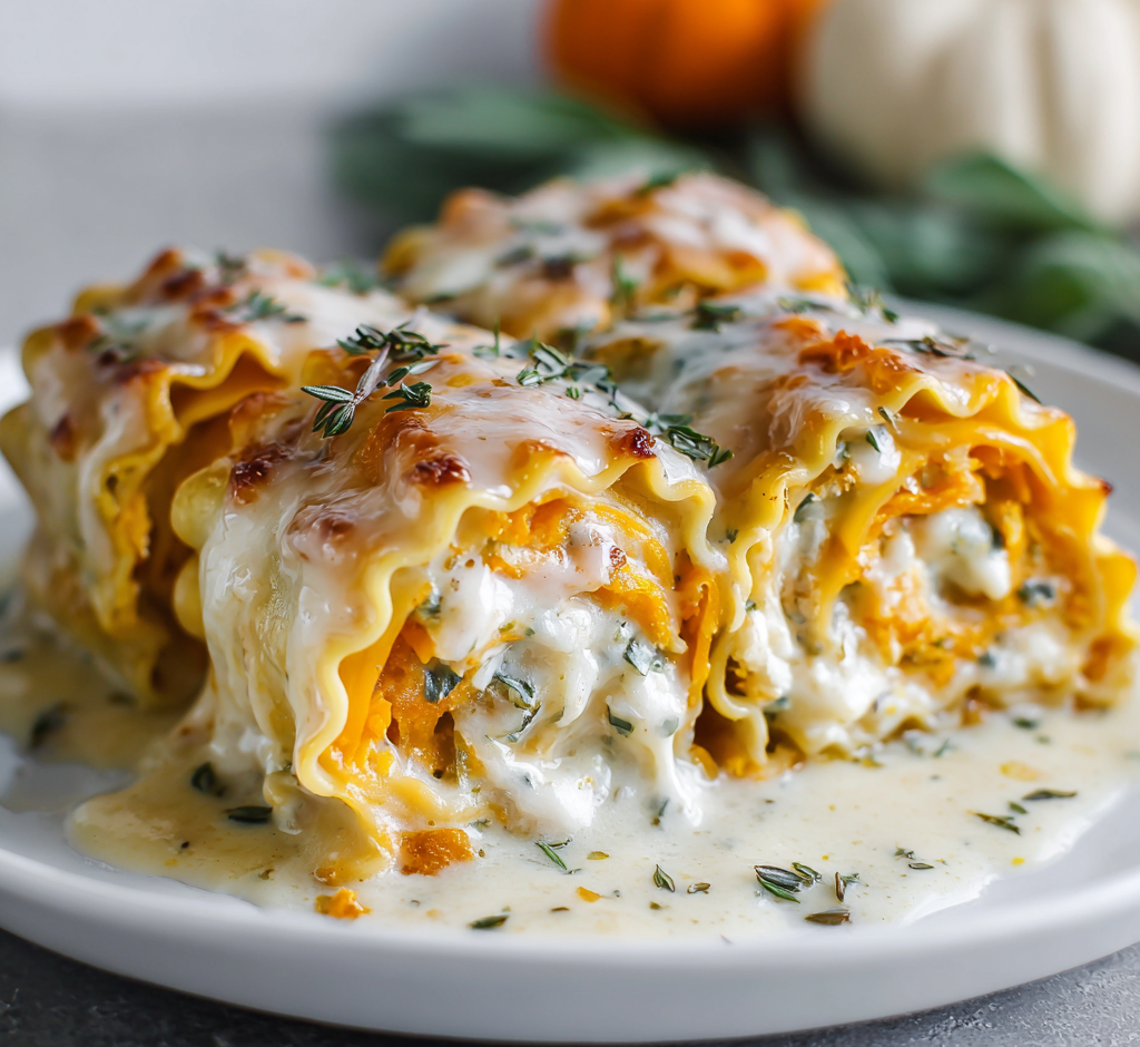 Butternut Squash Alfredo Lasagna Roll-Ups